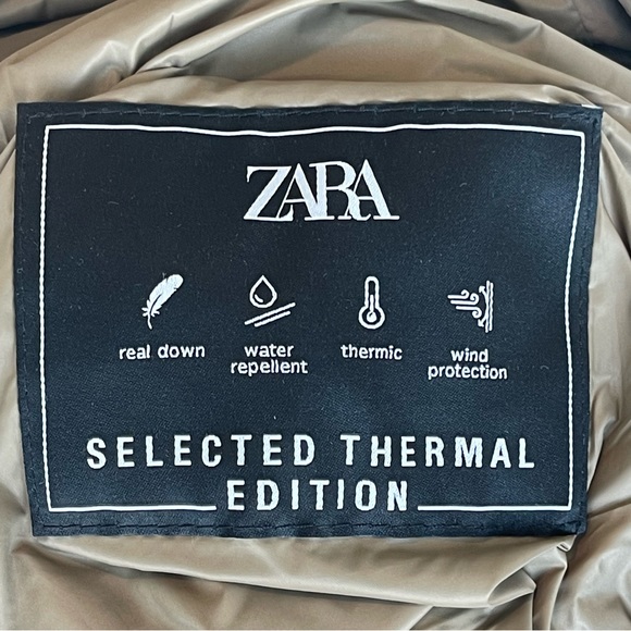 🆕 NWT Zara - Puffer Jacket Selected Thermal Edition Down - XS in Taupe - Picture 11 of 13